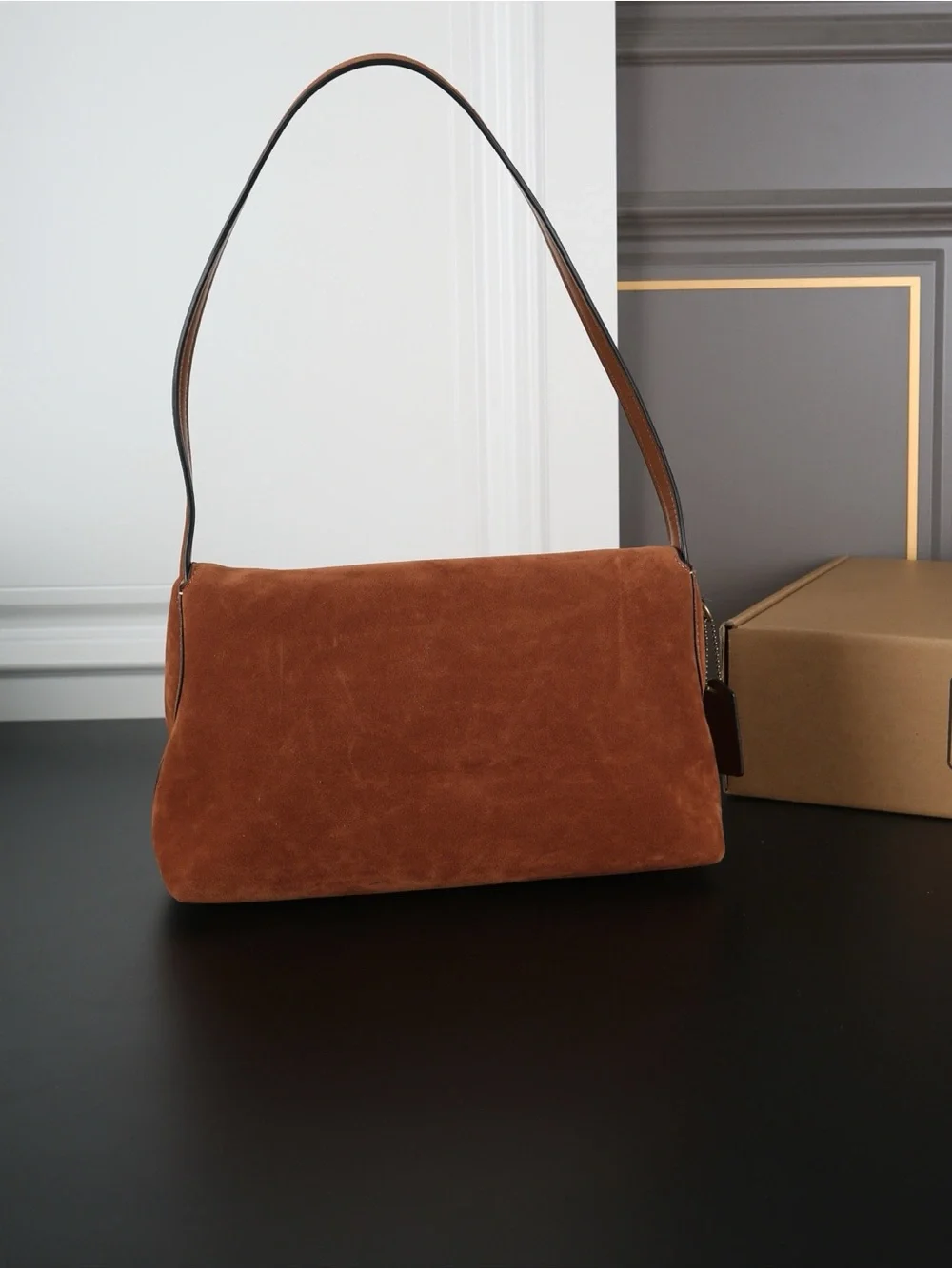 Coach Suede Shoulder Bag in Chestnut